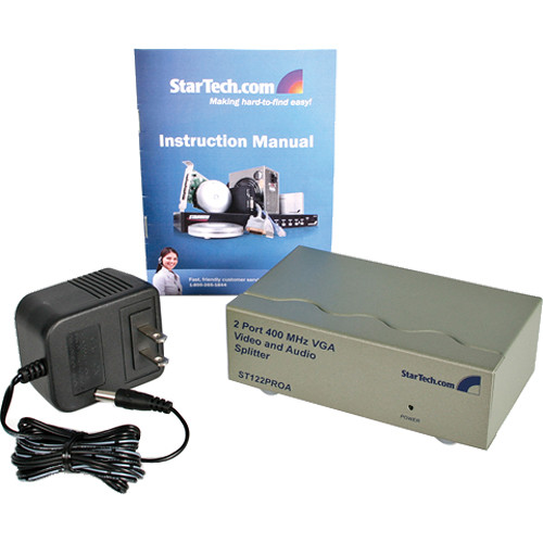 StarTech 2-Port High Resolution VGA Video Splitter with Audio (400 MHz, Gray)