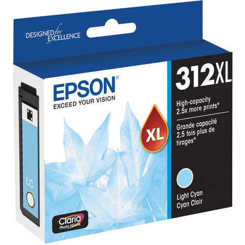 Epson T312XL Light Cyan Claria Photo HD Ink Cartridge with Sensormatic