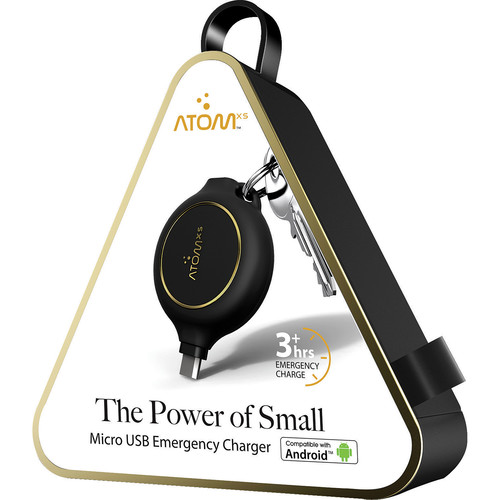 AtomXS 3-Hour Key Chain Emergency Charger (1300mAh, Micro-USB)