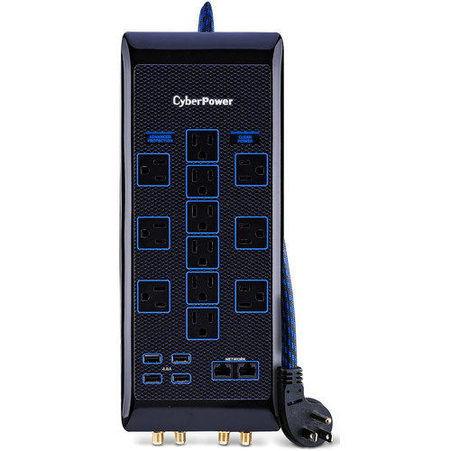 CyberPower HT1206UC2 12-Outlet Premium Surge Protector (Black)