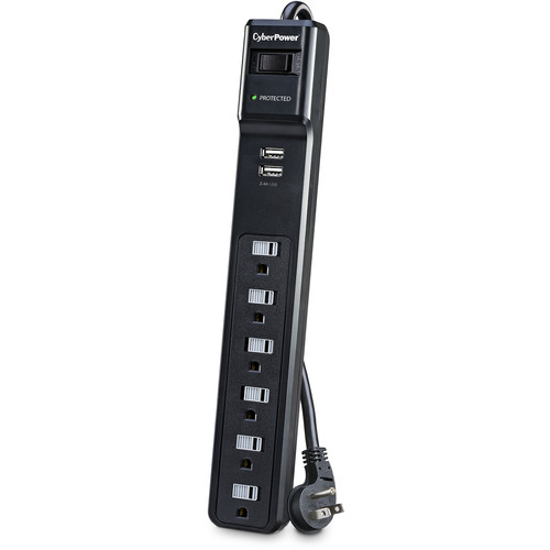 CyberPower P604URC1 6-Outlet Home Office Surge Protector (Black)