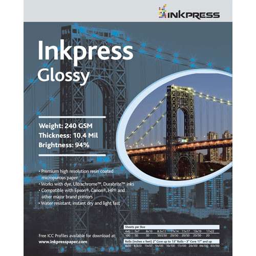 Inkpress Media RC Glossy Inkjet Paper (240gsm) - 13 x 19" (100 Sheets)