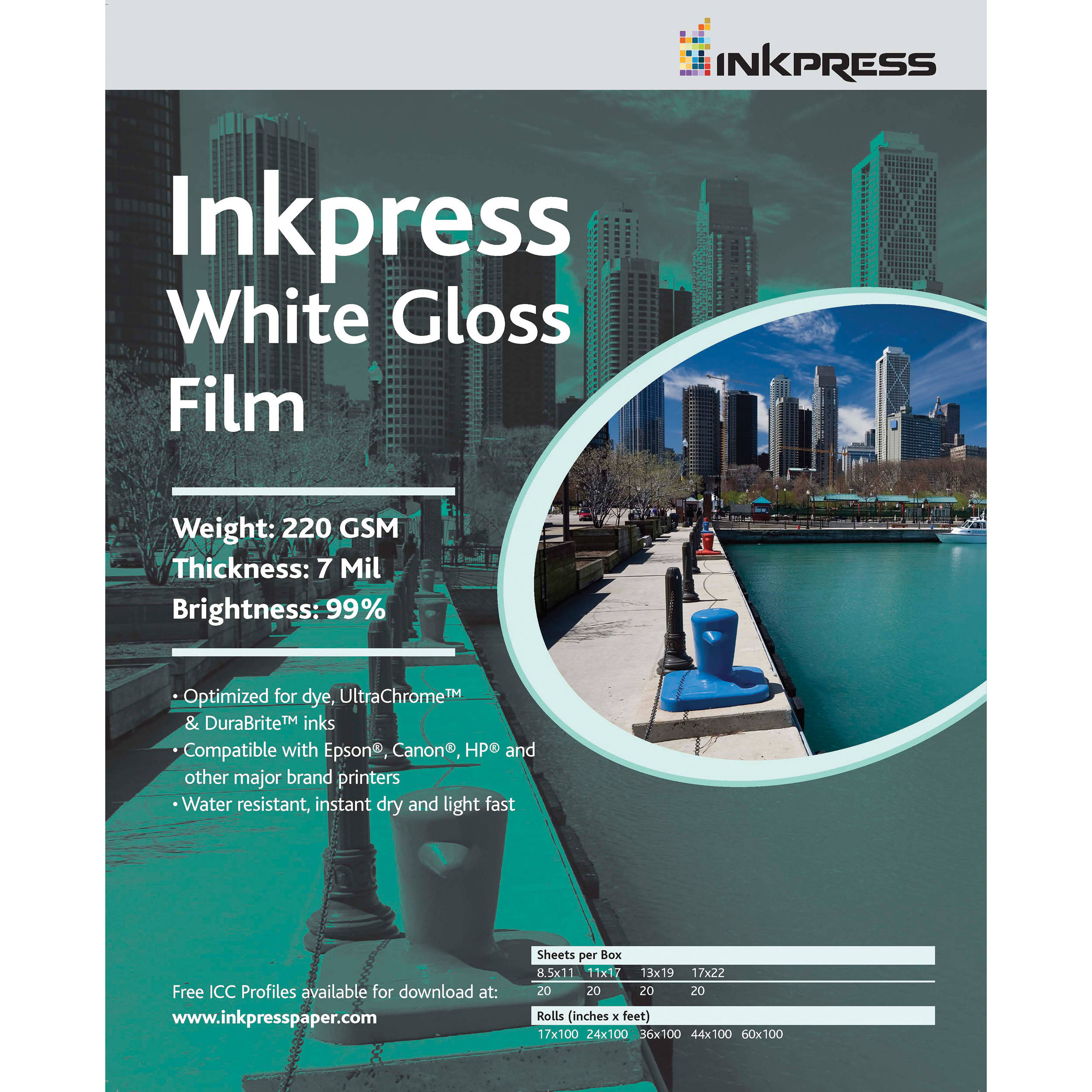 Inkpress Media White Gloss Film (8.5x11" - 5 Sheets)