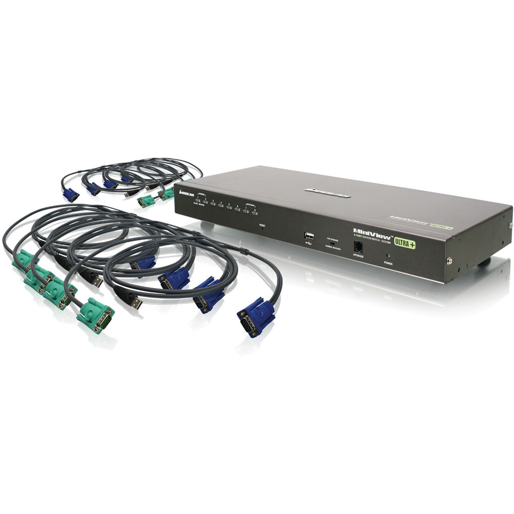 IOGEAR 8-Port USB PS/2 Combo KVM Switch Kit with One PS/2 KVM Cable and Eight USB KVM Cables
