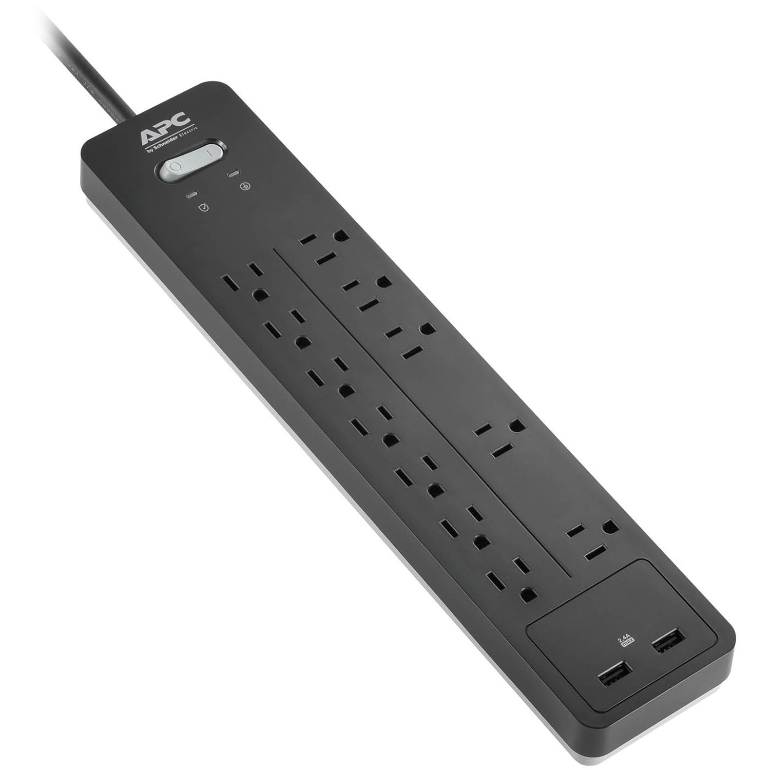 APC Home Office SurgeArrest 12-Outlet Surge Protector with USB Charging (6', 120V, Black)