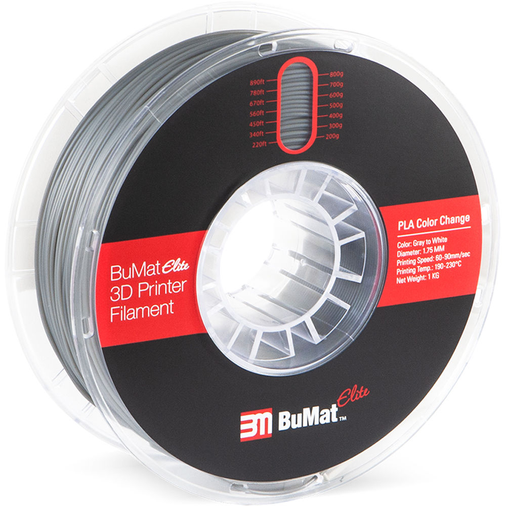 BuMat Elite 1.75mm Color Change by Temperature Filament (1kg, Gray to White)