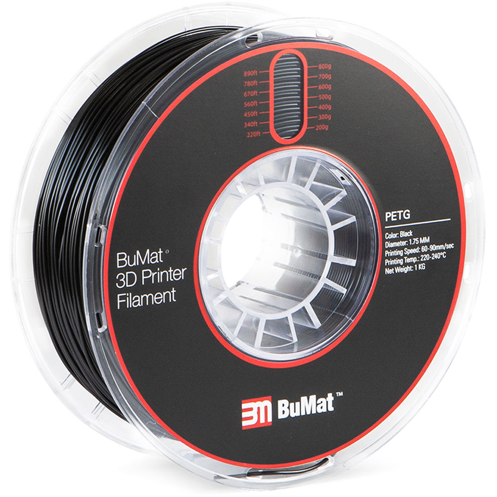 BuMat 1.75mm PETG Filament (1kg, Black)