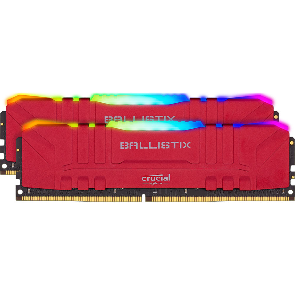 Crucial 32GB Ballistix RGB DDR4 3200 MHz UDIMM Gaming Desktop Memory Kit (2 x 16GB, Red)