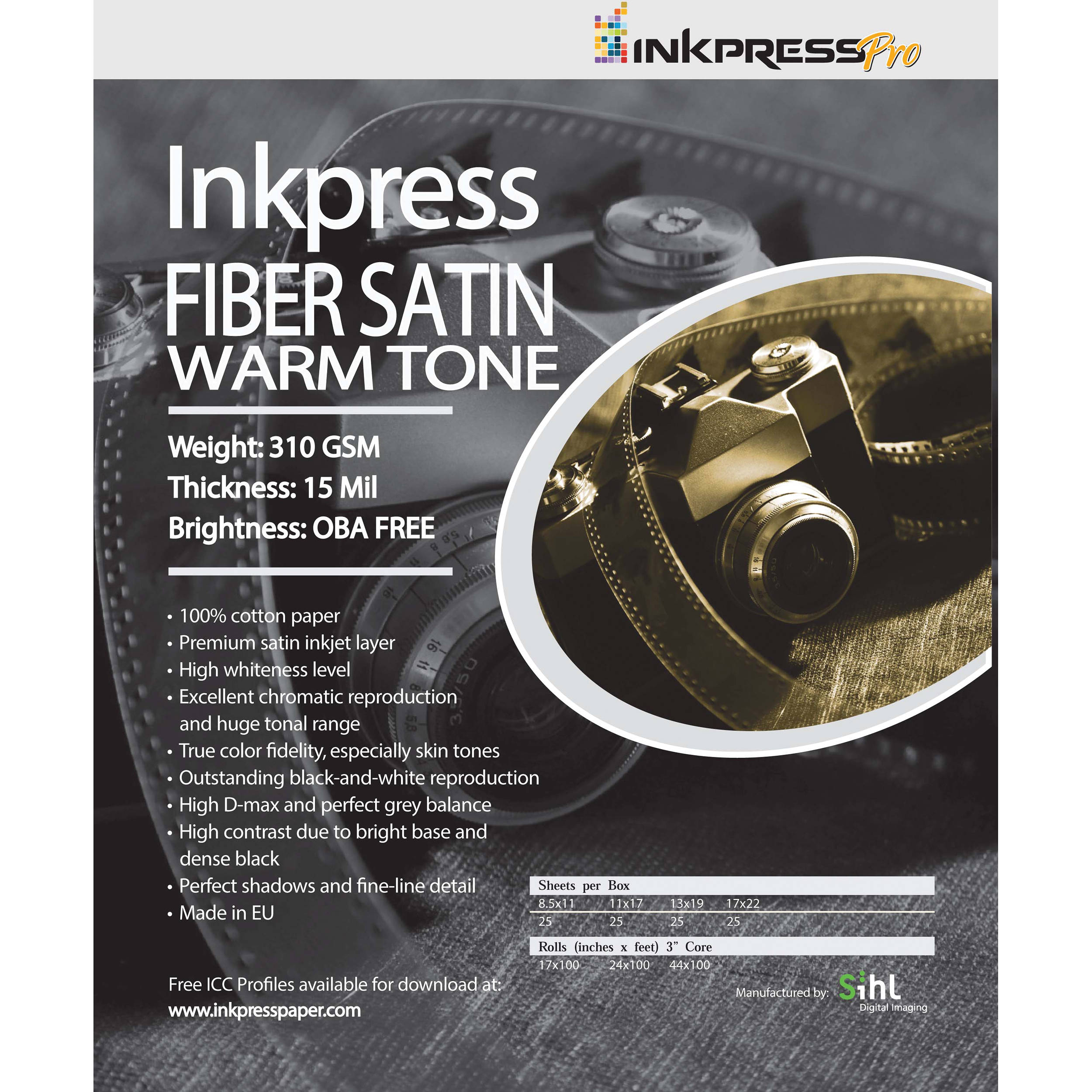 Inkpress Media Fiber Satin Warm Tone Paper (11 x 14", 25 Sheets)