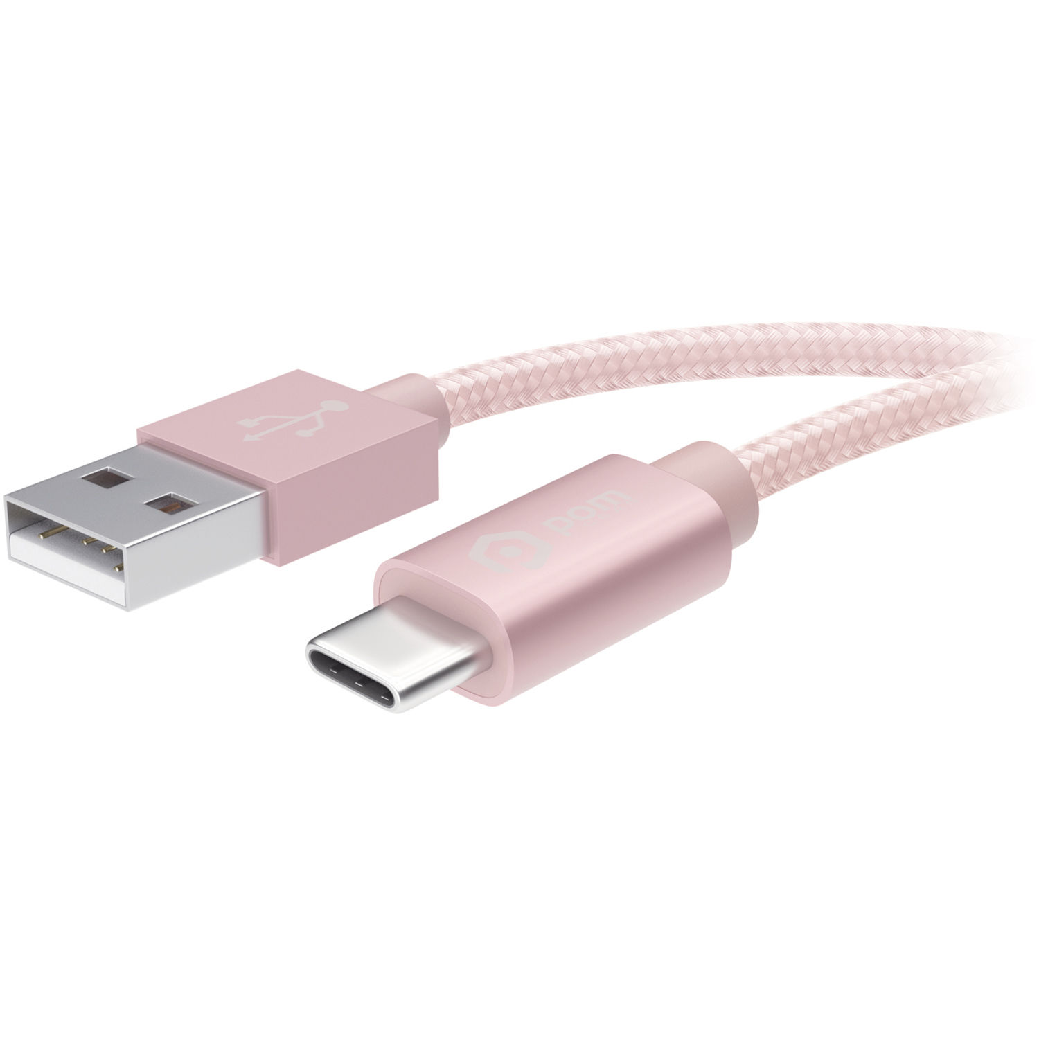 POM GEAR USB Type-C Male to USB Type-A Male Braided Charging Cable (6', Rose Gold)