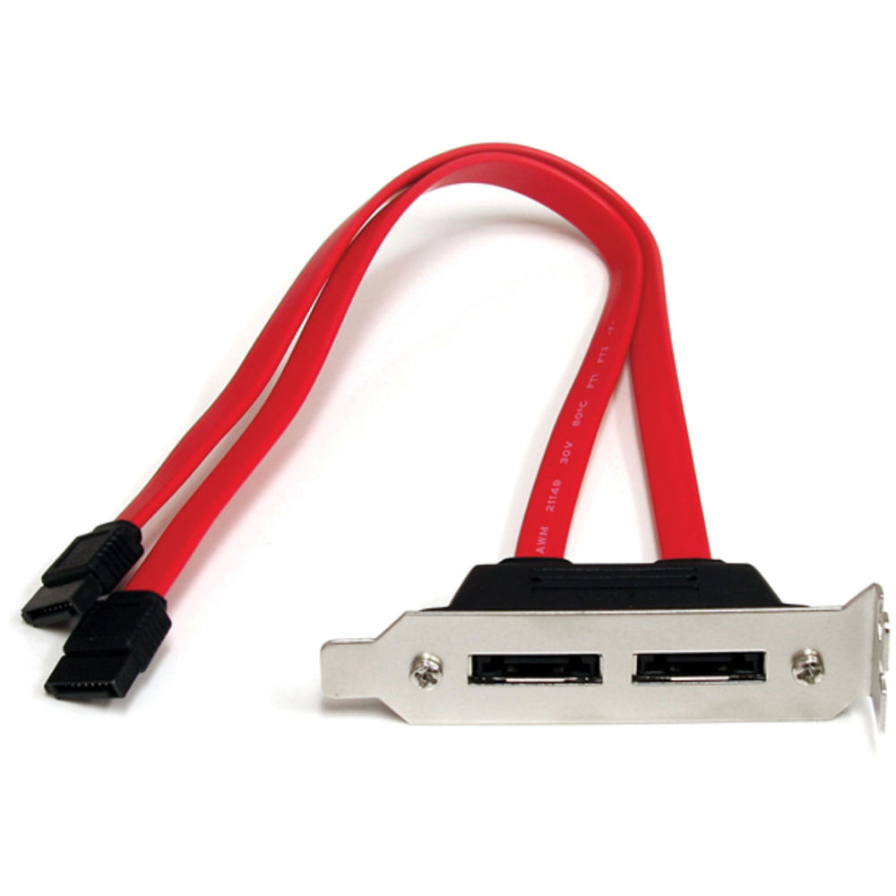 StarTech 2-Port Low-Profile SATA to eSATA Plate Adapter (Red)